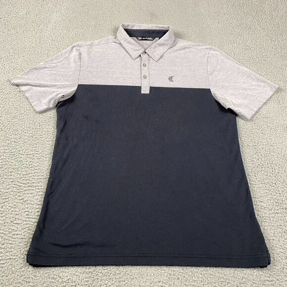 Travis Mathew Golf Polo Shirt Men's Large Gray Black Colorblock - Picture 1 of 12